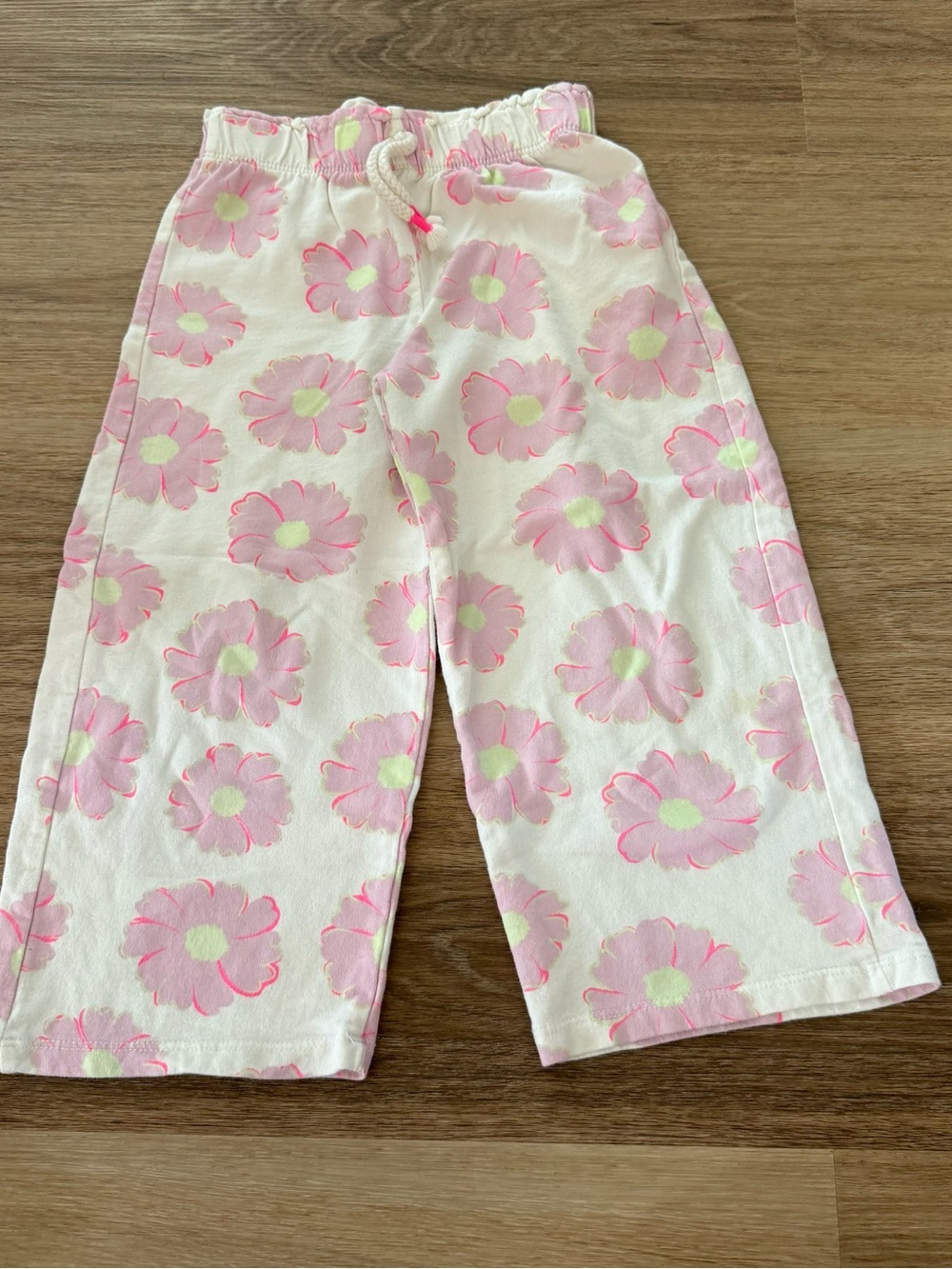 Zara White and Pink Floral Kids Bottoms